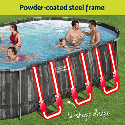 Bestway Swimming Pool Steel Frame Pool Set 6.1x3.66m w/ Filter Pump Ladder Cover-Home &amp; Garden &gt; Pool &amp; Accessories &gt; Swimming Pools-PEROZ Accessories