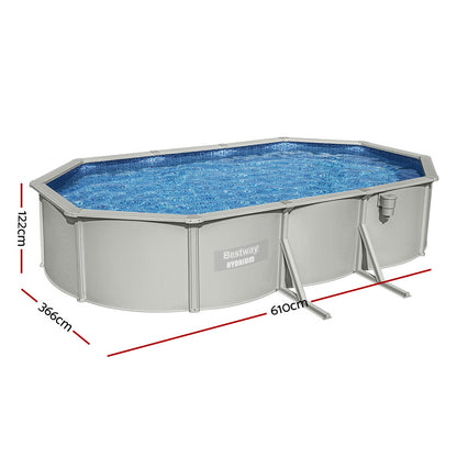 Bestway Swimming Pool 610 x 366cm Steel Frame Round Pool Set w/ Filter Ladder-Home &amp; Garden &gt; Pool &amp; Accessories &gt; Swimming Pools-PEROZ Accessories
