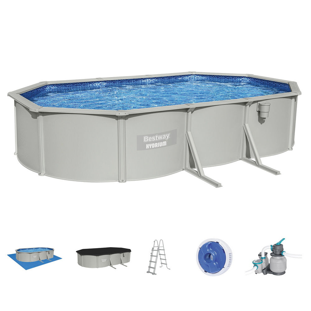 Bestway Swimming Pool 610 x 366cm Steel Frame Round Pool Set w/ Filter Ladder-Home &amp; Garden &gt; Pool &amp; Accessories &gt; Swimming Pools-PEROZ Accessories