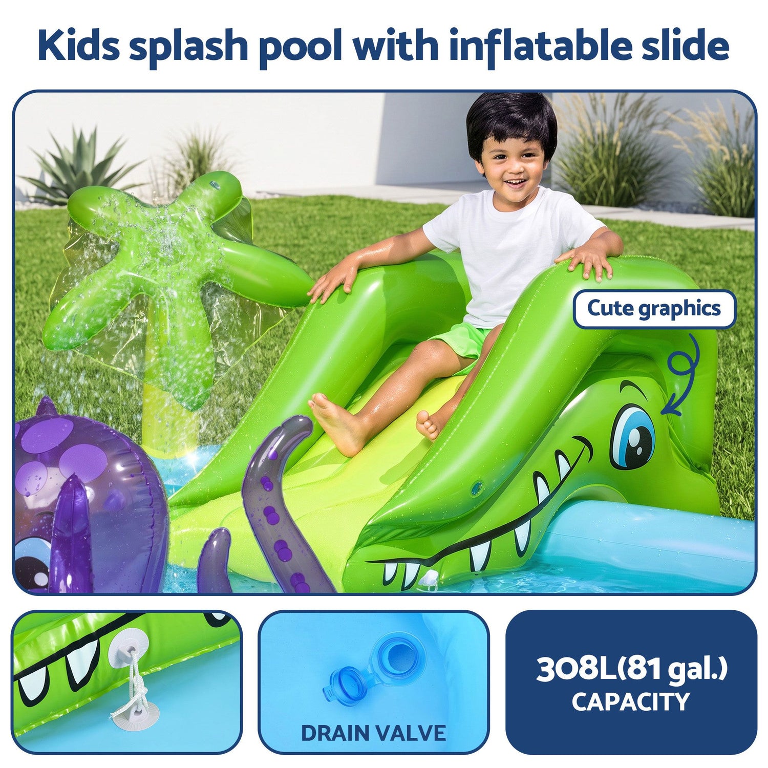 Bestway Kids Pool 239x206x86cm Inflatable Above Ground Play Pools 308L