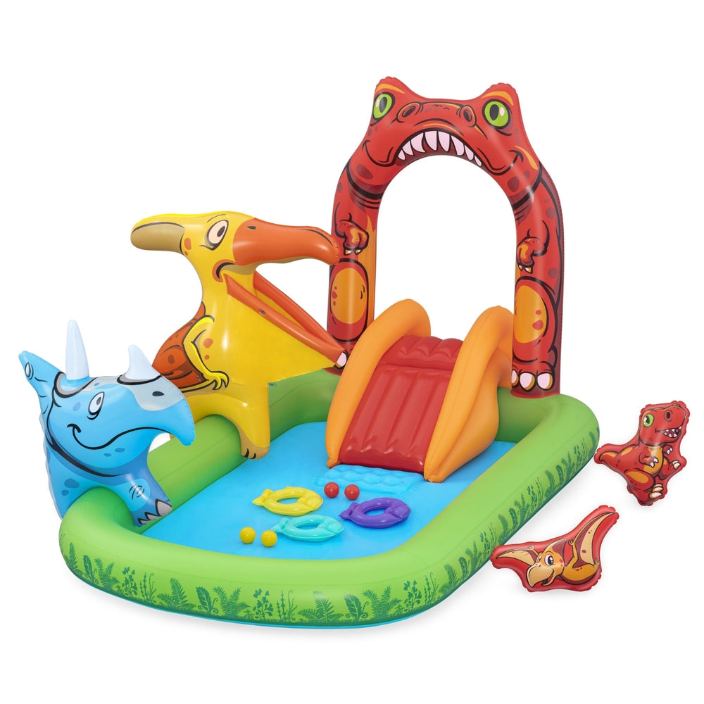 Bestway Kids Inflatable Play Splash Pool with Slide Ball Tossing Toys 242x140cm-Home &amp; Garden &gt; Pool &amp; Accessories &gt; Pool Toys &amp; Inflatables-PEROZ Accessories