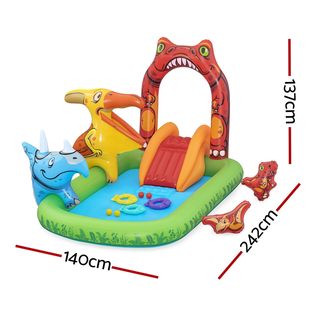 Bestway Kids Inflatable Play Splash Pool with Slide Ball Tossing Toys 242x140cm-Home &amp; Garden &gt; Pool &amp; Accessories &gt; Pool Toys &amp; Inflatables-PEROZ Accessories