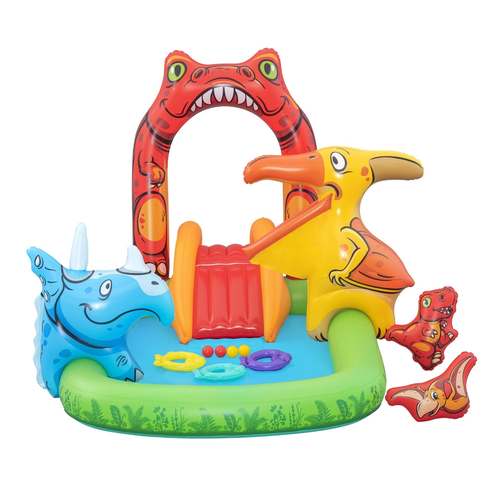 Bestway Kids Inflatable Play Splash Pool with Slide Ball Tossing Toys 242x140cm-Home &amp; Garden &gt; Pool &amp; Accessories &gt; Pool Toys &amp; Inflatables-PEROZ Accessories