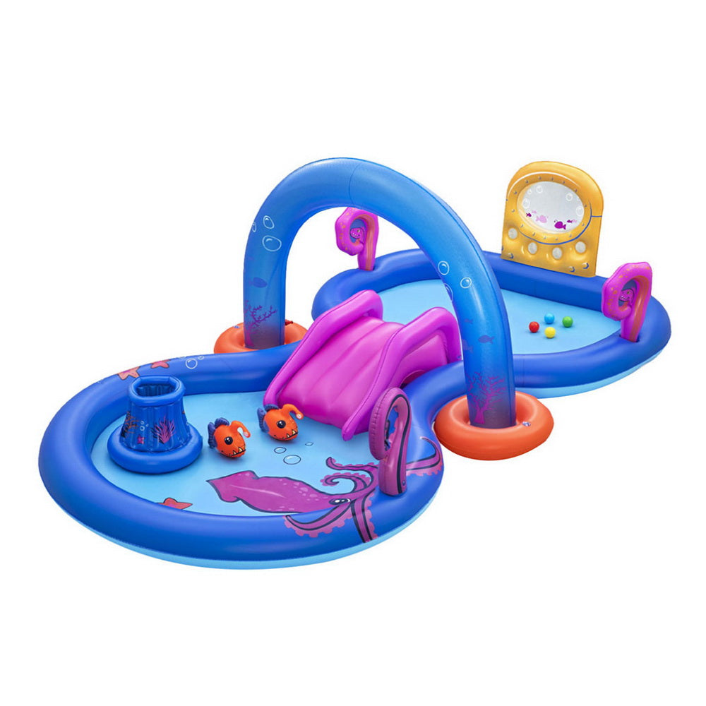 Bestway Kids Inflatable Play Splash Pool with Slide Ball Tossing Toys Coral Basket-Home &amp; Garden > Pool &amp; Accessories > Pool Toys &amp; Inflatables-PEROZ Accessories