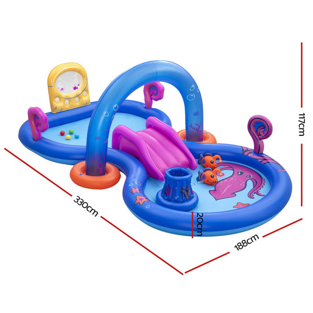 Bestway Kids Inflatable Play Splash Pool with Slide Ball Tossing Toys Coral Basket-Home &amp; Garden > Pool &amp; Accessories > Pool Toys &amp; Inflatables-PEROZ Accessories