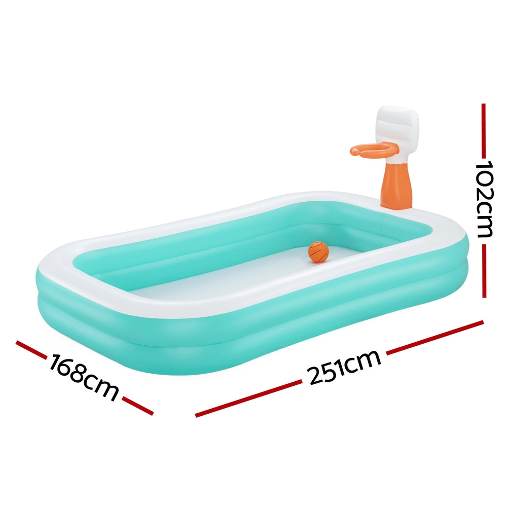 Bestway Kids Inflatable Pool Above Ground Play Pools Basketball Hoop 251x168cm-Home &amp; Garden &gt; Pool &amp; Accessories &gt; Pool Toys &amp; Inflatables-PEROZ Accessories