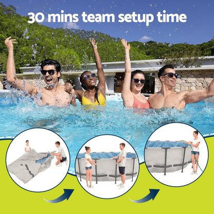 Bestway 366cm Swimming Pool Above Ground Pools Round Filter Pump Cover Ladder-Home &amp; Garden > Pool &amp; Accessories > Swimming Pools-PEROZ Accessories