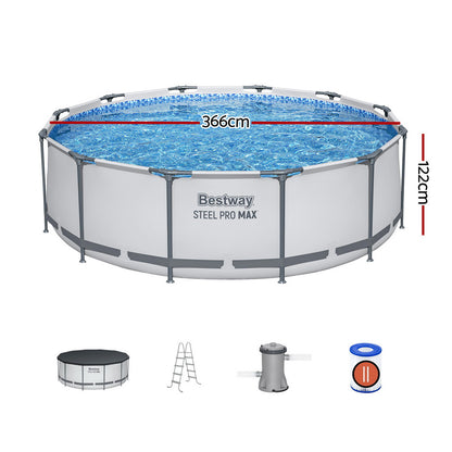 Bestway 366cm Swimming Pool Above Ground Pools Round Filter Pump Cover Ladder-Home &amp; Garden &gt; Pool &amp; Accessories &gt; Swimming Pools-PEROZ Accessories