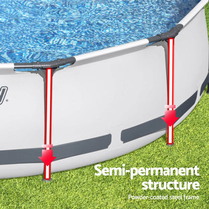 Bestway Swimming Pool 427x427x122cm Steel Frame Above Ground Pools Round Filter Pump Ladder-Home &amp; Garden &gt; Pool &amp; Accessories &gt; Swimming Pools-PEROZ Accessories