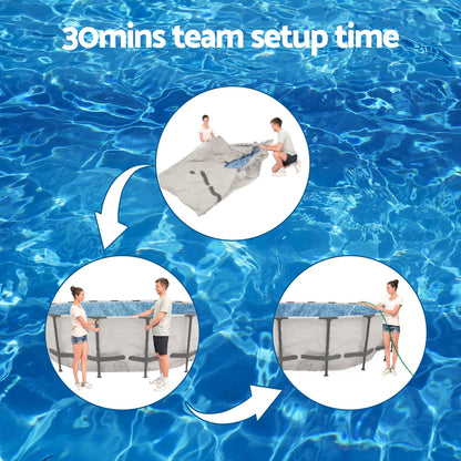 Bestway Swimming Pool 427x427x122cm Steel Frame Above Ground Pools Round Filter Pump Ladder-Home &amp; Garden &gt; Pool &amp; Accessories &gt; Swimming Pools-PEROZ Accessories