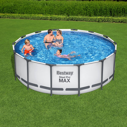 Bestway Swimming Pool 427x427x122cm Steel Frame Above Ground Pools Round Filter Pump Ladder-Home &amp; Garden &gt; Pool &amp; Accessories &gt; Swimming Pools-PEROZ Accessories