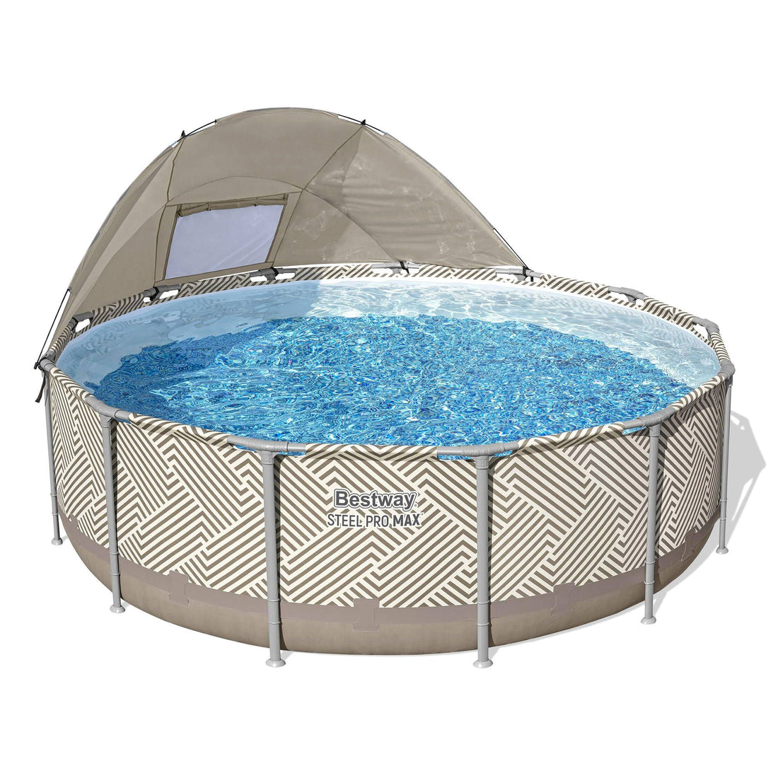 Bestway Swimming Pools 396cm x 107cm Steel Above Ground Canopy Backyard Pool Set White-Home &amp; Garden > Pool &amp; Accessories > Swimming Pools-PEROZ Accessories