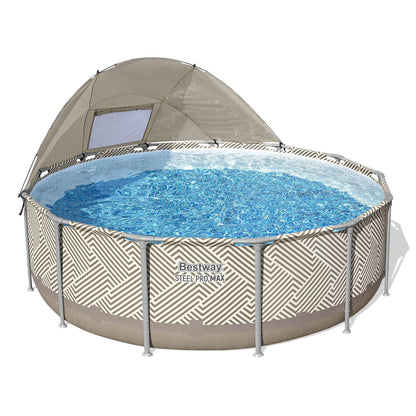 Bestway Swimming Pools 396cm x 107cm Steel Above Ground Canopy Backyard Pool Set White-Home &amp; Garden > Pool &amp; Accessories > Swimming Pools-PEROZ Accessories