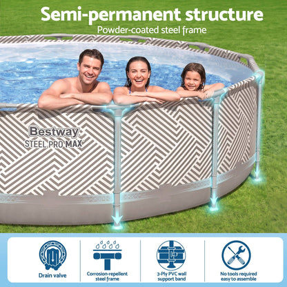 Bestway Swimming Pools 396cm x 107cm Steel Above Ground Canopy Backyard Pool Set White-Home &amp; Garden > Pool &amp; Accessories > Swimming Pools-PEROZ Accessories