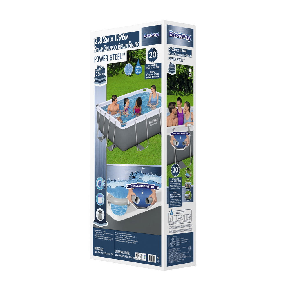 Bestway Swimming Pool 282x196x84cm Steel Frame Above Ground Pools Filter Pump 3662L-Home &amp; Garden &gt; Pool &amp; Accessories &gt; Swimming Pools-PEROZ Accessories