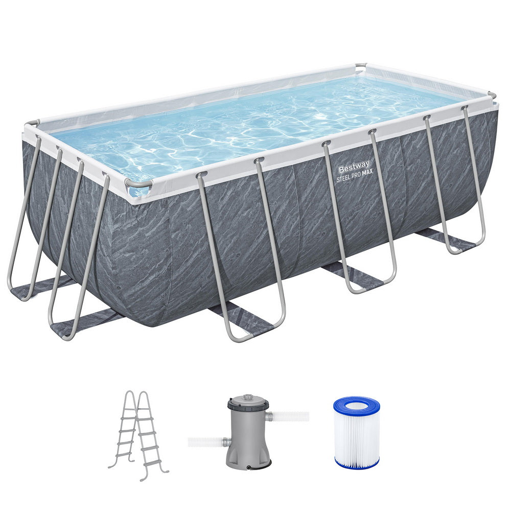 Bestway Swimming Pool 412x201x122cm Steel Frame Pool Set w/Pump Ladder-Home &amp; Garden &gt; Pool &amp; Accessories &gt; Swimming Pools-PEROZ Accessories
