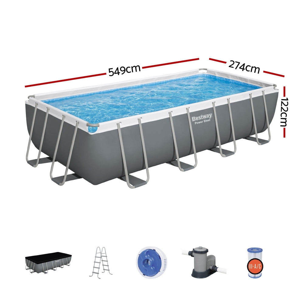 Bestway Swimming Pool 549x274x122cm Steel Frame Above Ground Pools Filter Pump Ladder 14812L-Home &amp; Garden &gt; Pool &amp; Accessories &gt; Swimming Pools-PEROZ Accessories