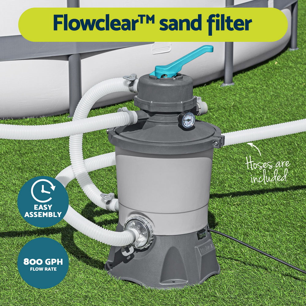 Bestway Pool Pump Sand Filter 800GPH 3028L/H Pools Flowclear Filters-Home &amp; Garden > Pool &amp; Accessories > Swimming Pools-PEROZ Accessories