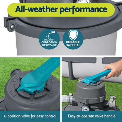Bestway Pool Pump Sand Filter 800GPH 3028L/H Pools Flowclear Filters-Home &amp; Garden > Pool &amp; Accessories > Swimming Pools-PEROZ Accessories