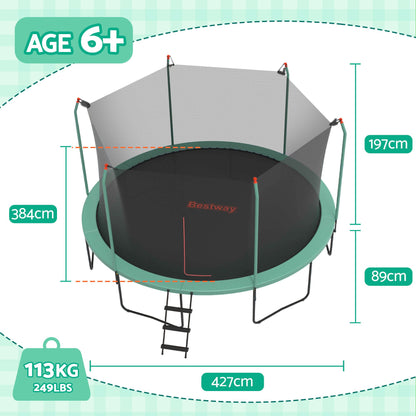 Bestway 14ft Trampoline Kids Rebounder Safety Net Enclosure Outdoor Fitness 4.27m for Ages 6+