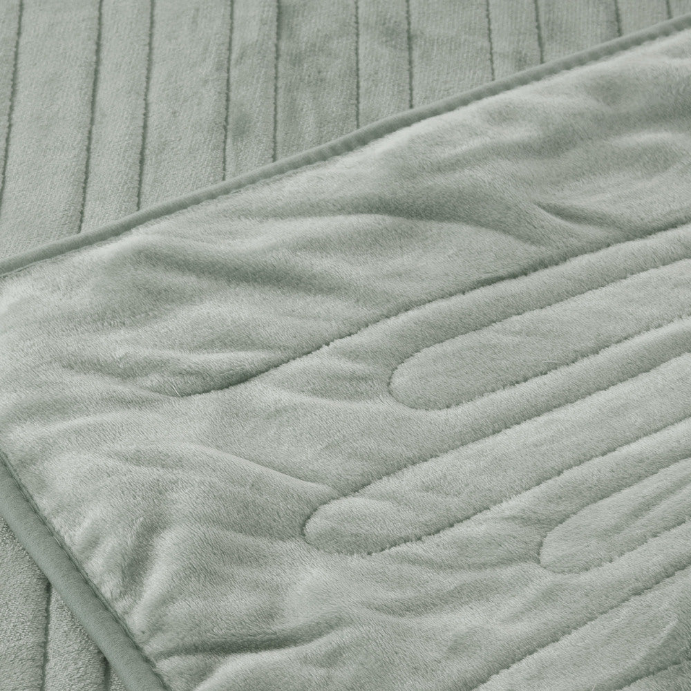 Bedra Electric Heated Blanket Washable Throw Rug Coral Fleece Light Green-Heated Throw Rug-PEROZ Accessories