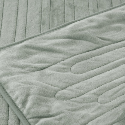 Bedra Electric Heated Blanket Washable Throw Rug Coral Fleece Light Green-Heated Throw Rug-PEROZ Accessories