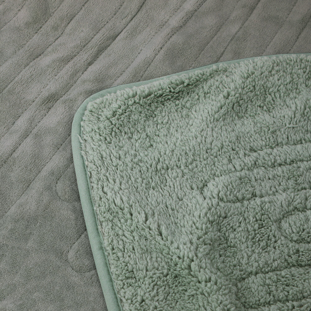Bedra Electric Heated Blanket Washable Throw Rug Sherpa Coral Fleece Green-Heated Throw Rug-PEROZ Accessories