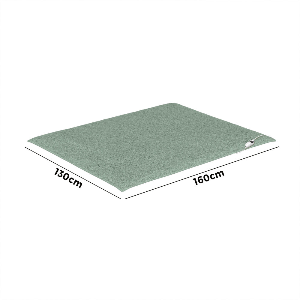 Bedra Electric Heated Blanket Washable Throw Rug Sherpa Coral Fleece Green-Heated Throw Rug-PEROZ Accessories