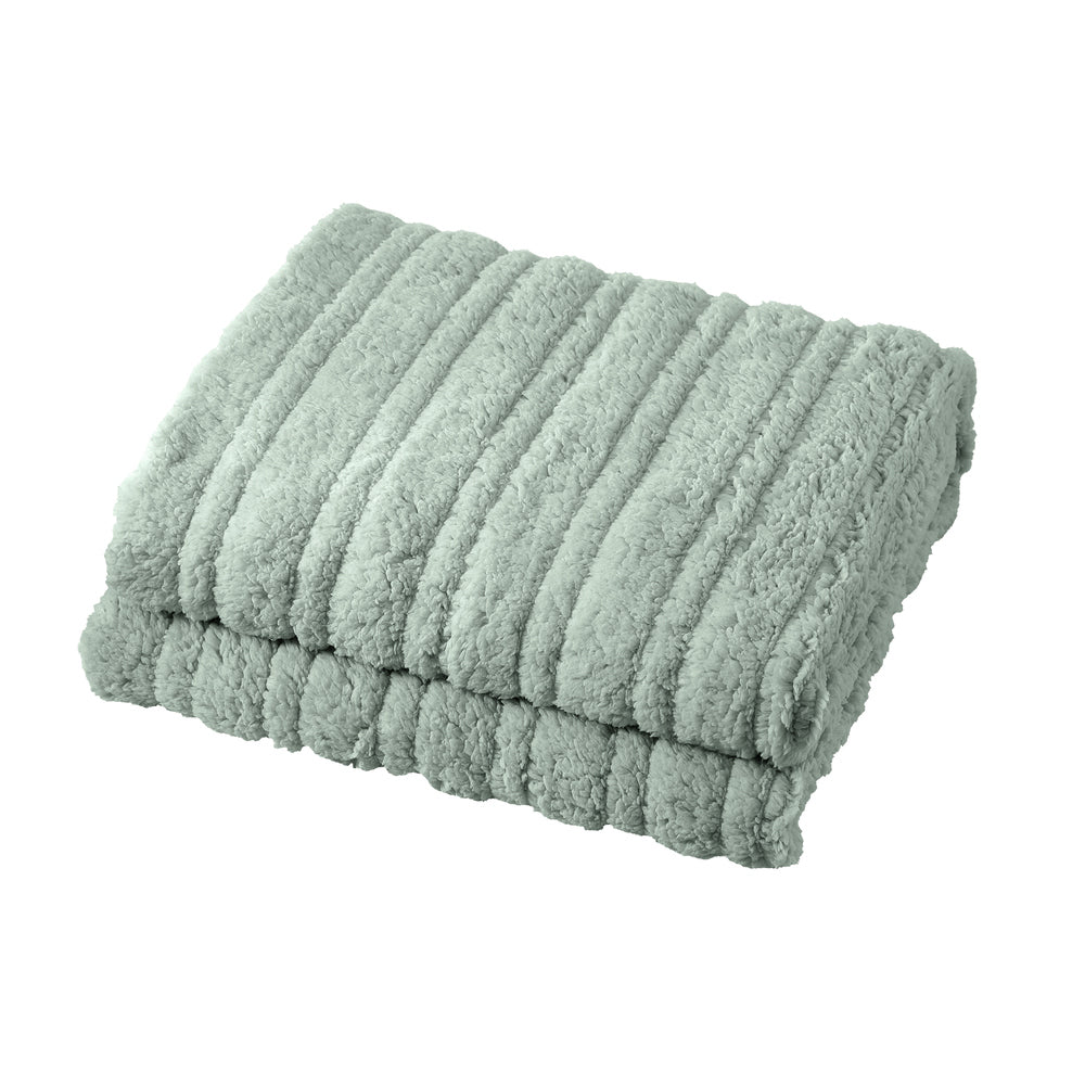 Bedra Electric Heated Blanket Washable Throw Rug Sherpa Coral Fleece Green-Heated Throw Rug-PEROZ Accessories
