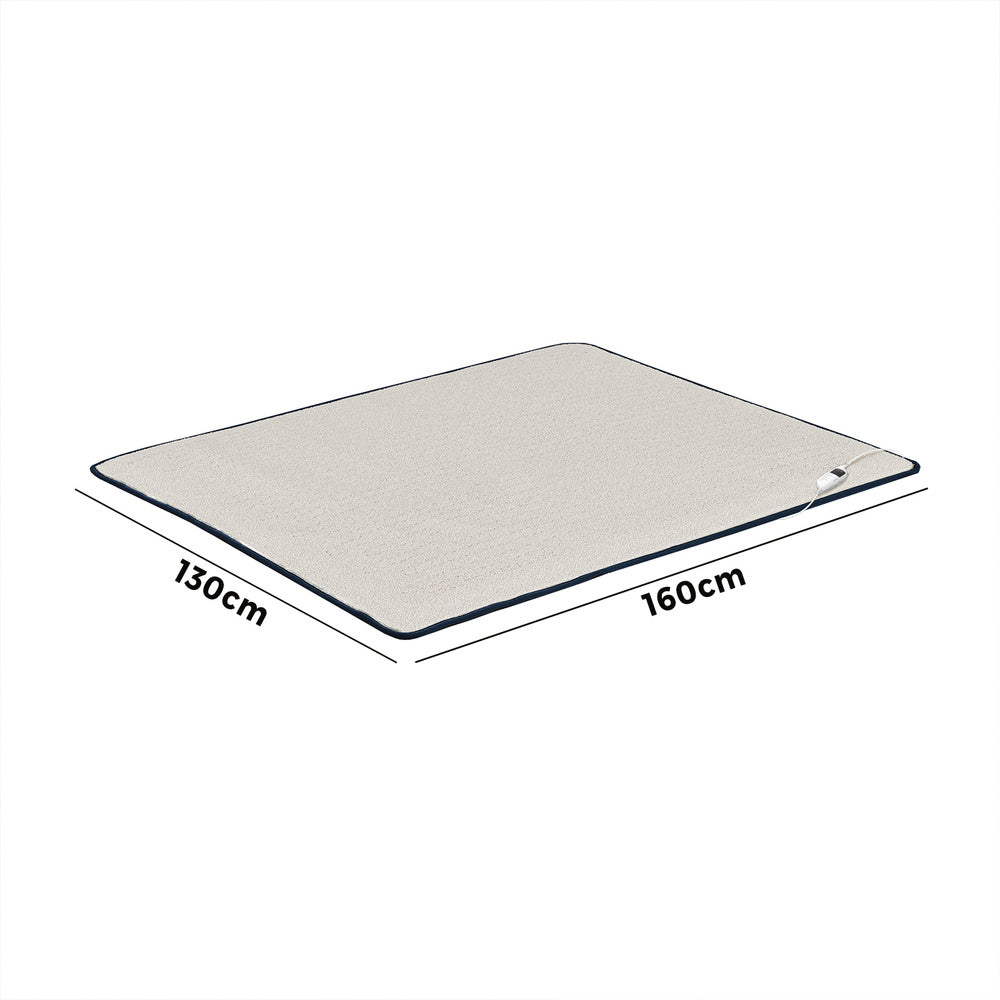 Bedra Electric Heated Blanket Washable Throw Rug Sherpa Coral Fleece Navy Beige-Heated Throw Rug-PEROZ Accessories