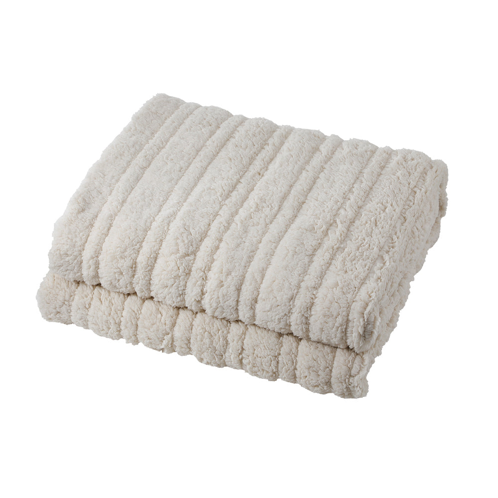 Bedra Electric Heated Blanket Washable Throw Rug Sherpa Coral Fleece Navy Beige-Heated Throw Rug-PEROZ Accessories