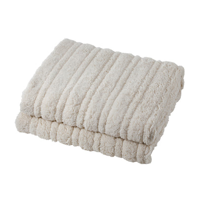 Bedra Electric Heated Blanket Washable Throw Rug Sherpa Coral Fleece Navy Beige-Heated Throw Rug-PEROZ Accessories