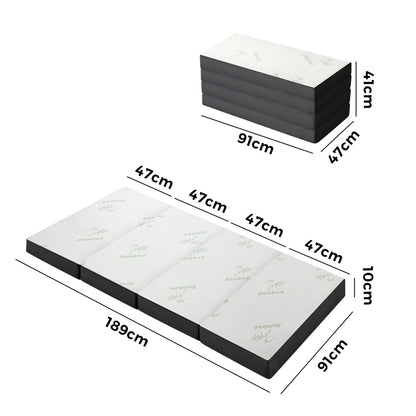 Bedra Foldable Mattress Bamboo 4 Fold Camping Floor Cushion-Folding Mattress Cushion-PEROZ Accessories