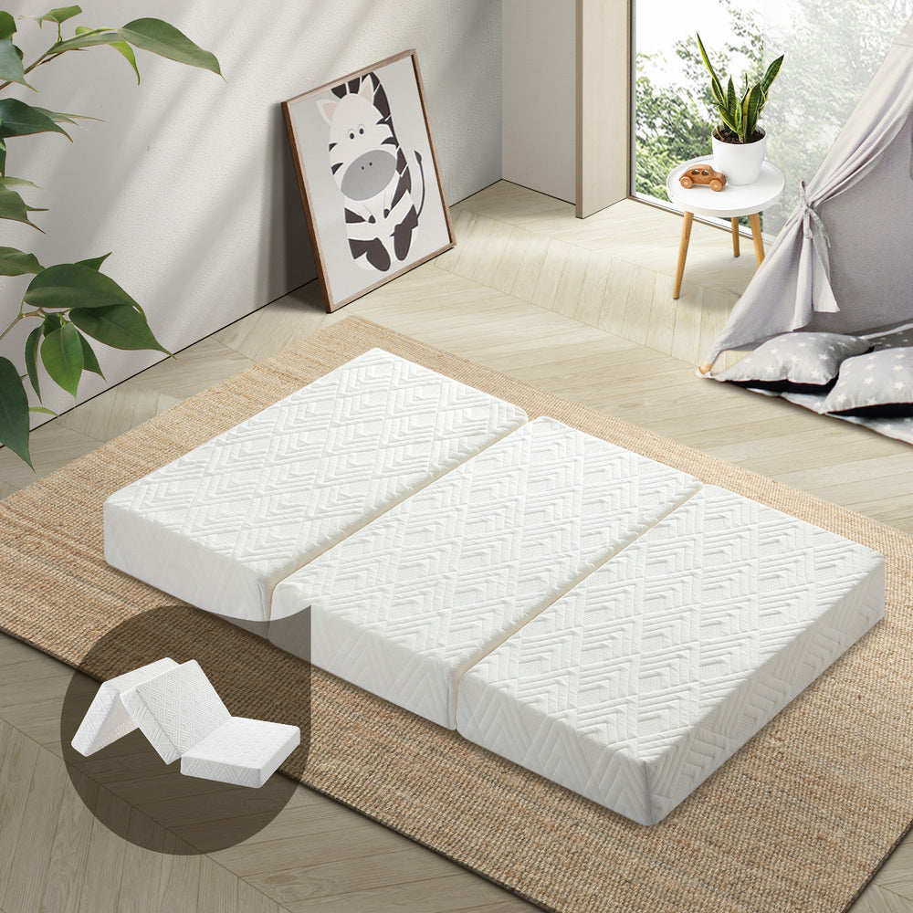 Bedra Folding Mattress 3-Fold Foldable Foam White-Folding Mattress Cushion-PEROZ Accessories