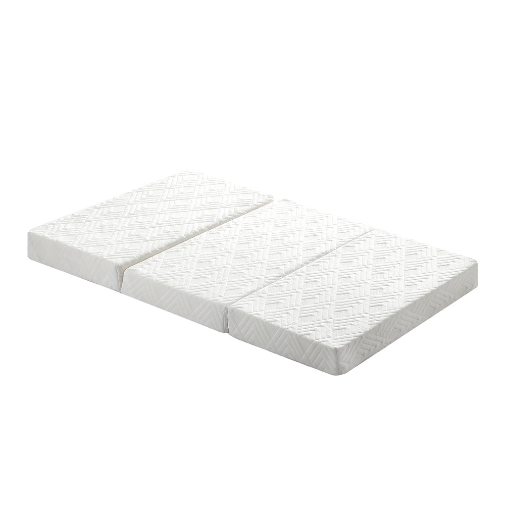 Bedra Folding Mattress 3-Fold Foldable Foam White-Folding Mattress Cushion-PEROZ Accessories