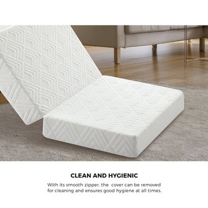 Bedra Folding Mattress 3-Fold Foldable Foam White-Folding Mattress Cushion-PEROZ Accessories