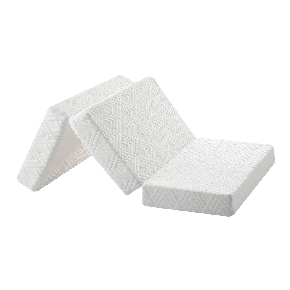 Bedra Folding Mattress 3-Fold Foldable Foam White-Folding Mattress Cushion-PEROZ Accessories