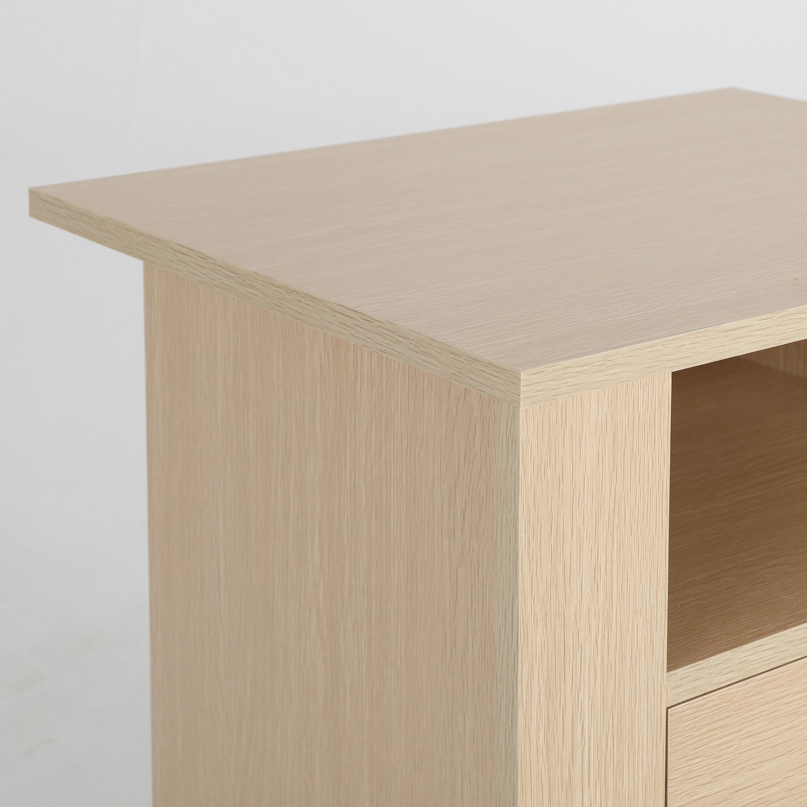 Bedside Table Side Storage Cabinet Nightstand Bedroom 2 Drawer 1 Shelf ZURI OAK-Furniture > Bedroom > Bedside Tables-PEROZ Accessories