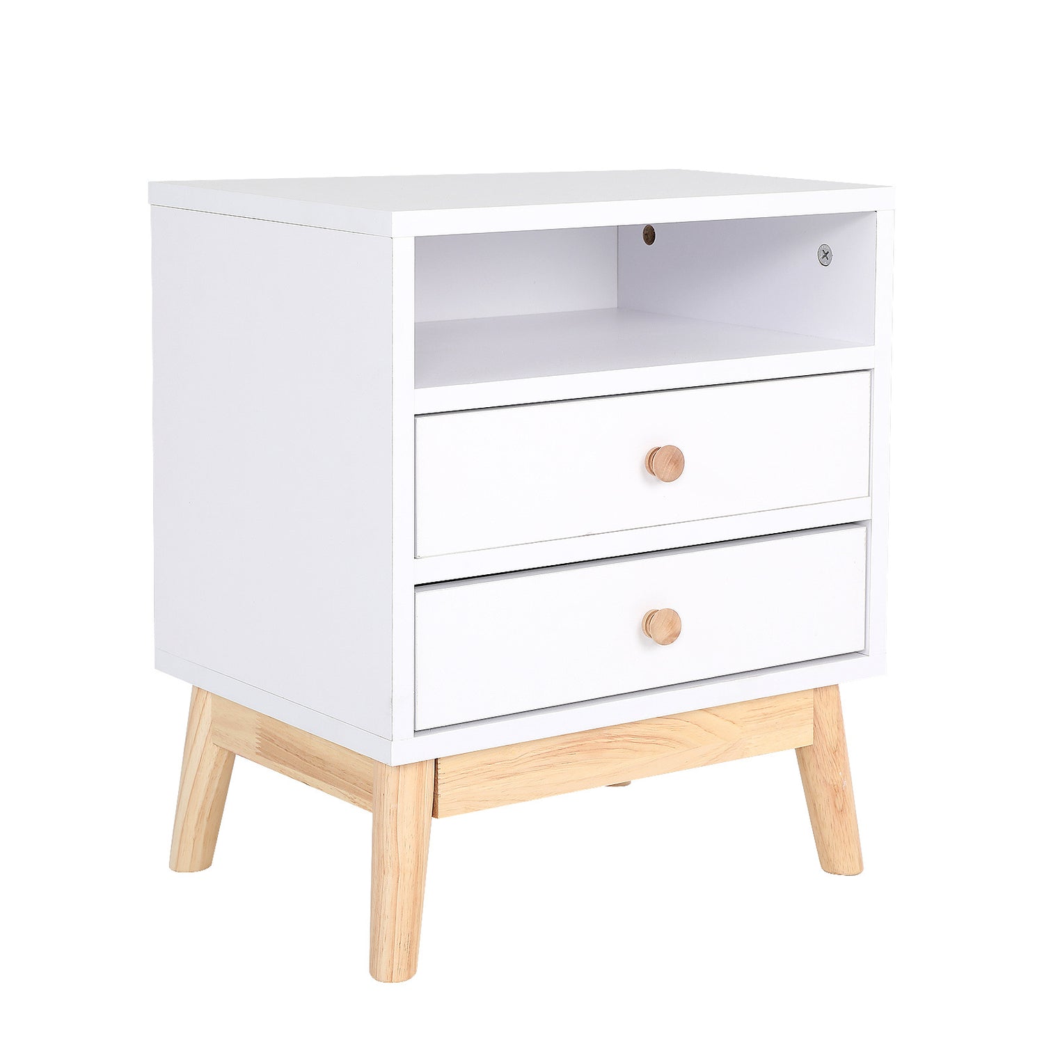 Bedside Table Side Storage Cabinet Nightstand Bedroom 2 Drawer ANYA - WHITE-Furniture > Bedroom > Bedside Tables-PEROZ Accessories