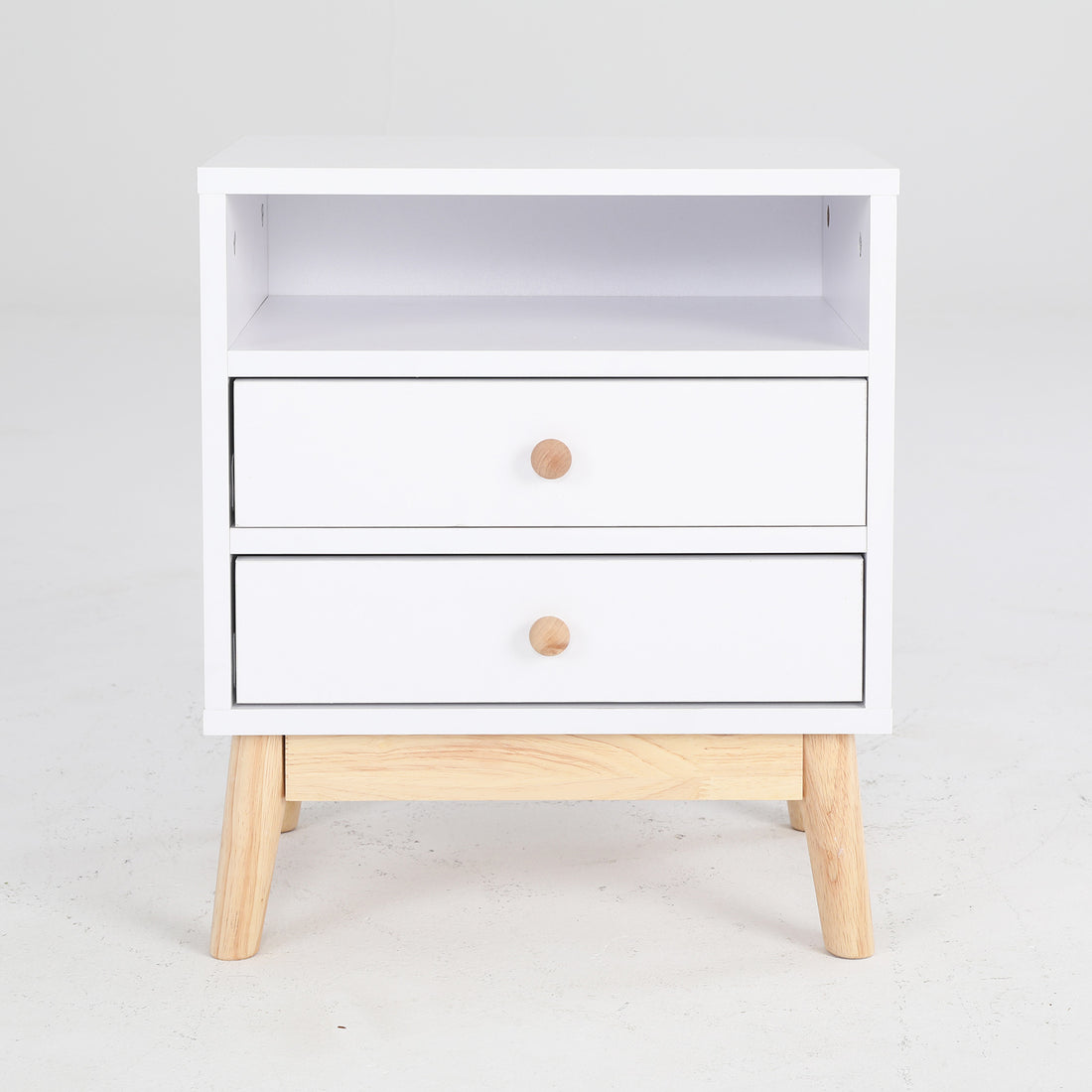 Bedside Table Side Storage Cabinet Nightstand Bedroom 2 Drawer ANYA - WHITE-Furniture &gt; Bedroom &gt; Bedside Tables-PEROZ Accessories