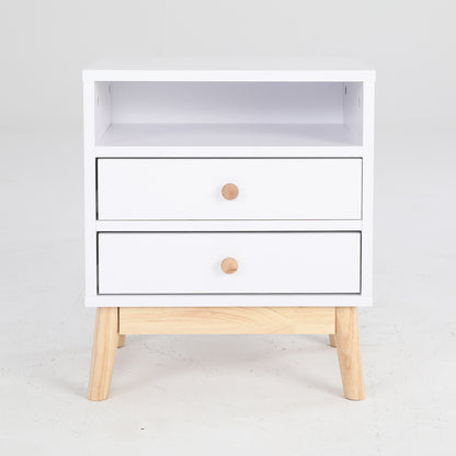 Bedside Table Side Storage Cabinet Nightstand Bedroom 2 Drawer ANYA - WHITE-Furniture > Bedroom > Bedside Tables-PEROZ Accessories
