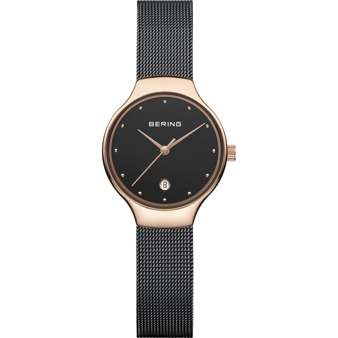 Bering Classic 26mm Rose Gold Black Milanese Strap Watch-PEROZ Accessories