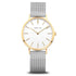 Bering Classic 34mm Polished Gold Case and Silver Strap Watch-PEROZ Accessories