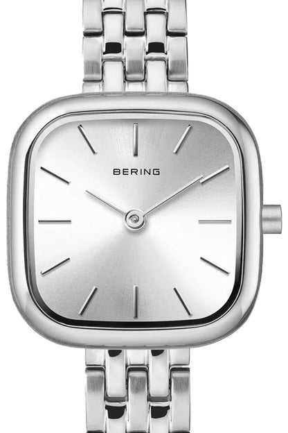 Bering Classic Ladies 26mm Square Case Silver Metal Strap Watch-PEROZ Accessories