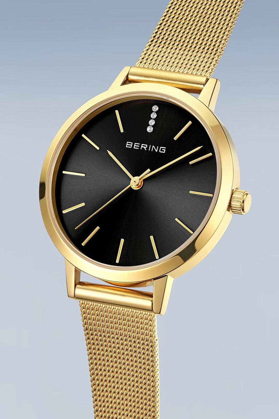 Bering Classic Ladies 34mm Round Gold Case Gold Mesh Strap Watch-PEROZ Accessories