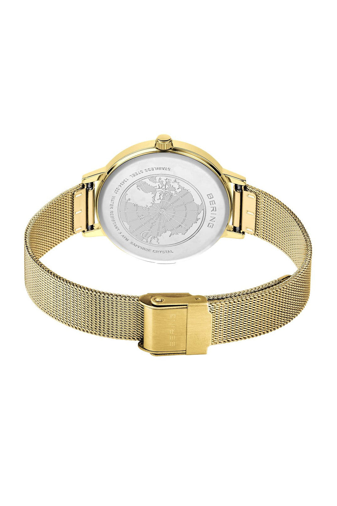 Bering Classic Ladies 34mm Round Gold Case Gold Mesh Strap Watch-PEROZ Accessories
