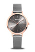 Bering Classic Ladies 34mm Round Rose Gold Case Gold Mesh Strap Watch-PEROZ Accessories
