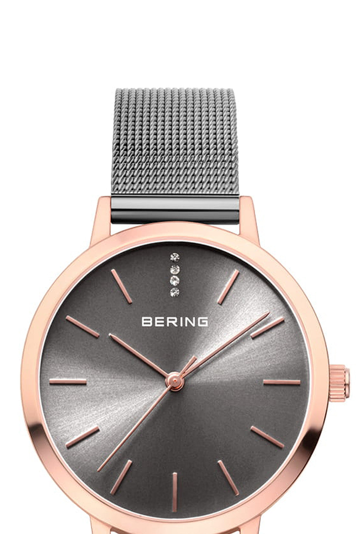 Bering Classic Ladies 34mm Round Rose Gold Case Gold Mesh Strap Watch-PEROZ Accessories