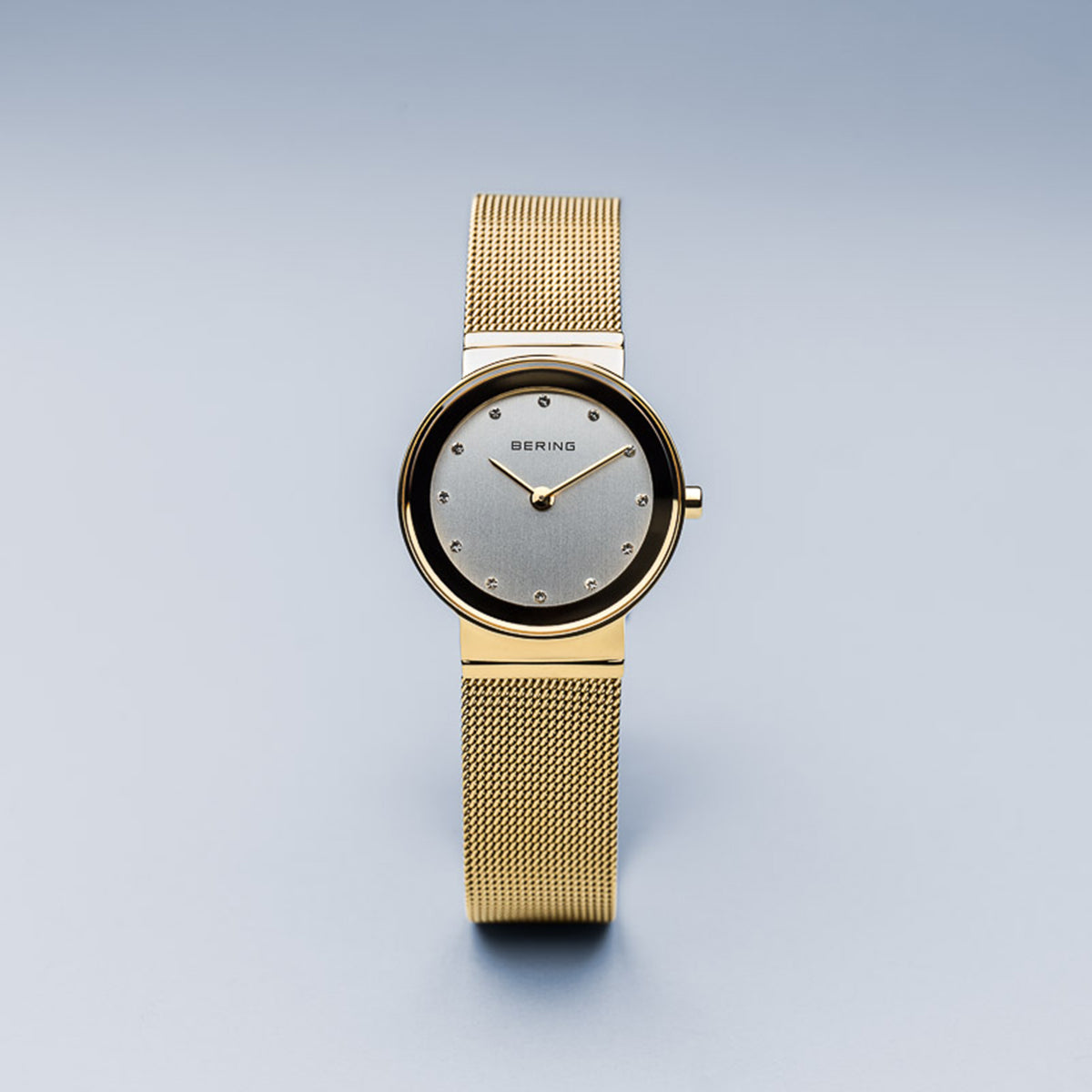 Bering Classic Polished Gold Mesh Swarovski Watch-PEROZ Accessories