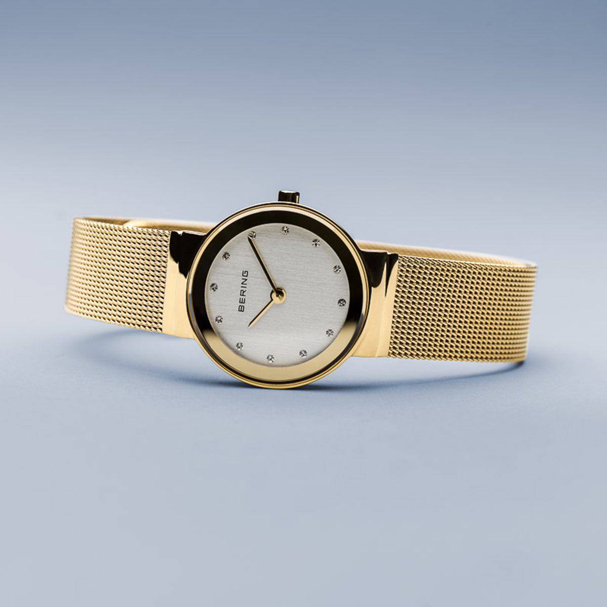 Bering Classic Polished Gold Mesh Swarovski Watch-PEROZ Accessories